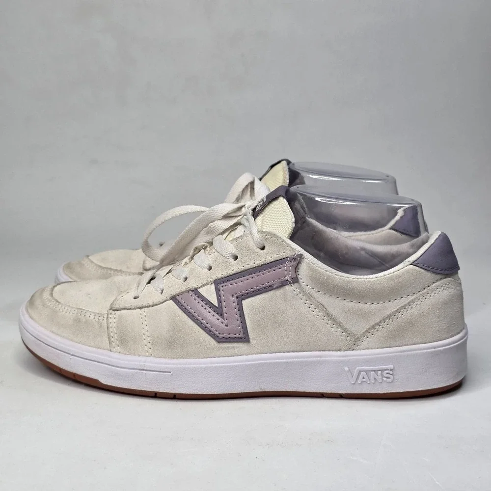 Vans Lowland Comfycush Sneakers Women's 8 Cream White Suede Skate Low Top Shoes